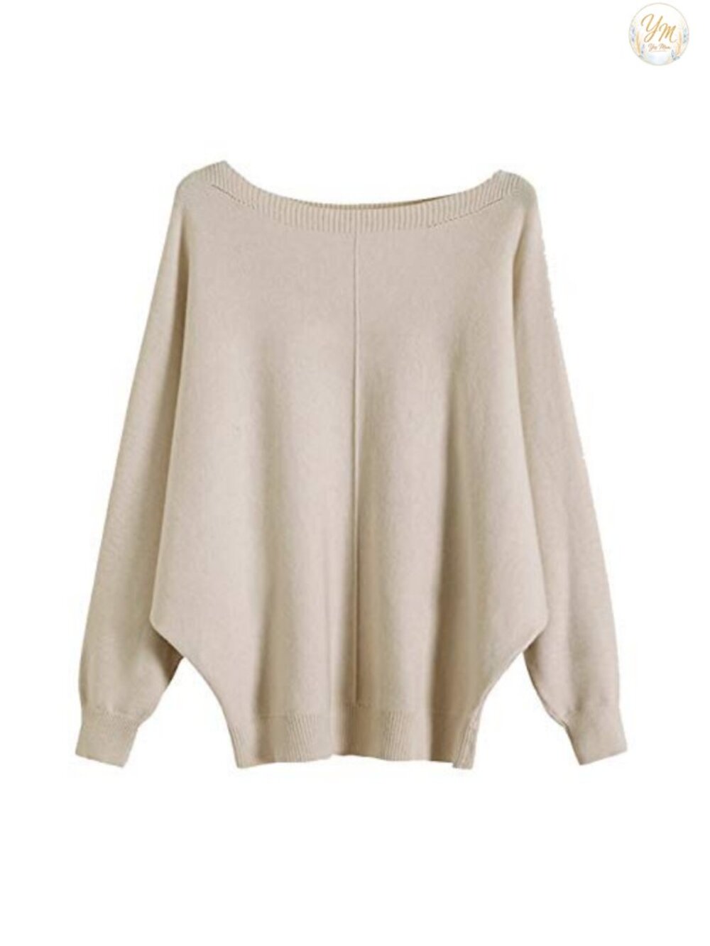 Oversized Ribbed Knit Batwing Sleeve Boat Neck Pullover Sweater
